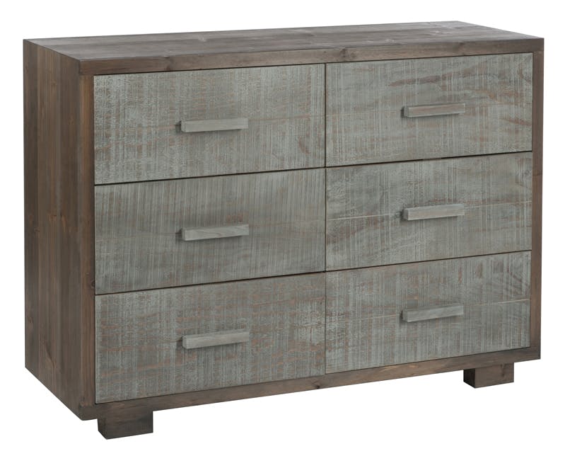 Commode 6 tiroirs bois gris et naturel, 105x38x77cm FOREST