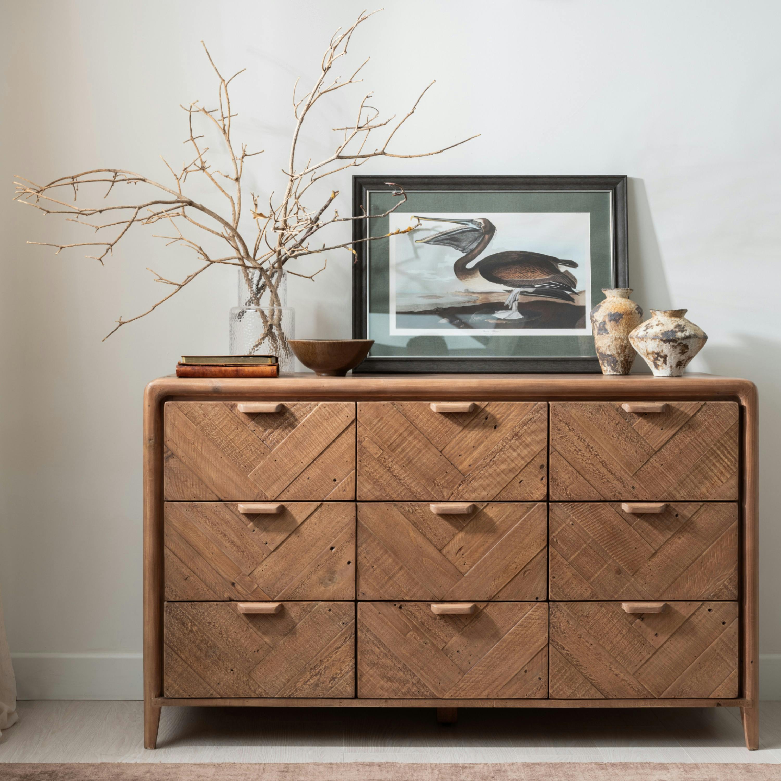 Commode 9 tiroirs en bois recyclé KEARNEY