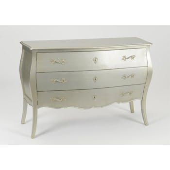 Commode argent antique baroque 120 cm Acajou 3 tiroirs MURANO L 120 x P 40 x H 80 AMADEUS