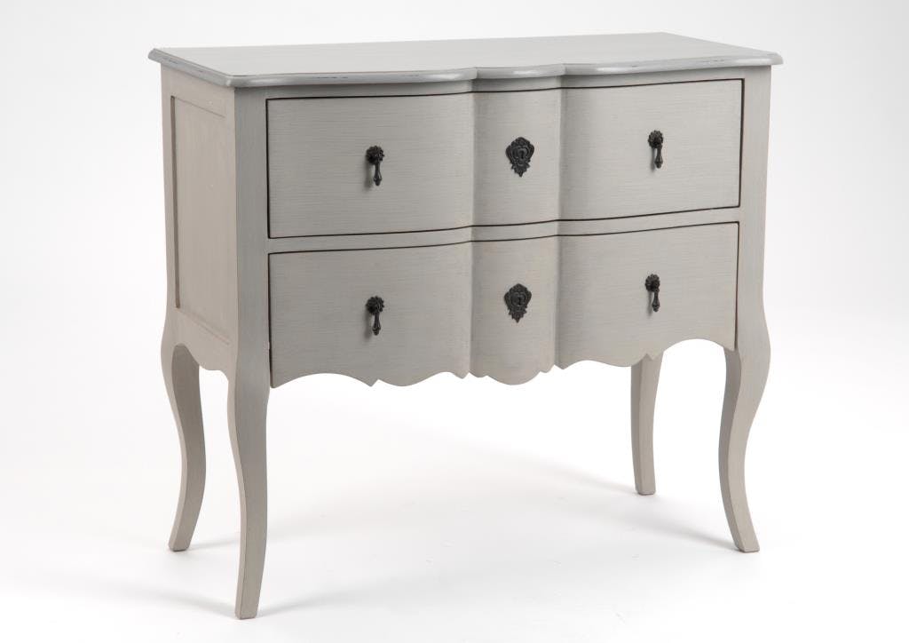 Commode baroque en bois gris 2 tiroirs GRAND SIECLE L90xP40xH80 AMADEUS
