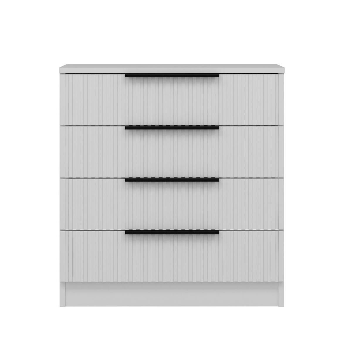 Commode blanche moderne 4 tiroirs, façade rainurée BYRON | Commodes ...