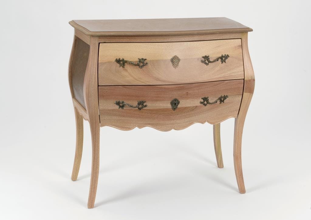 Commode bois brut baroque 2 tiroirs 80 cm MURANO L 80 x P 40 x  H 80 AMADEUS