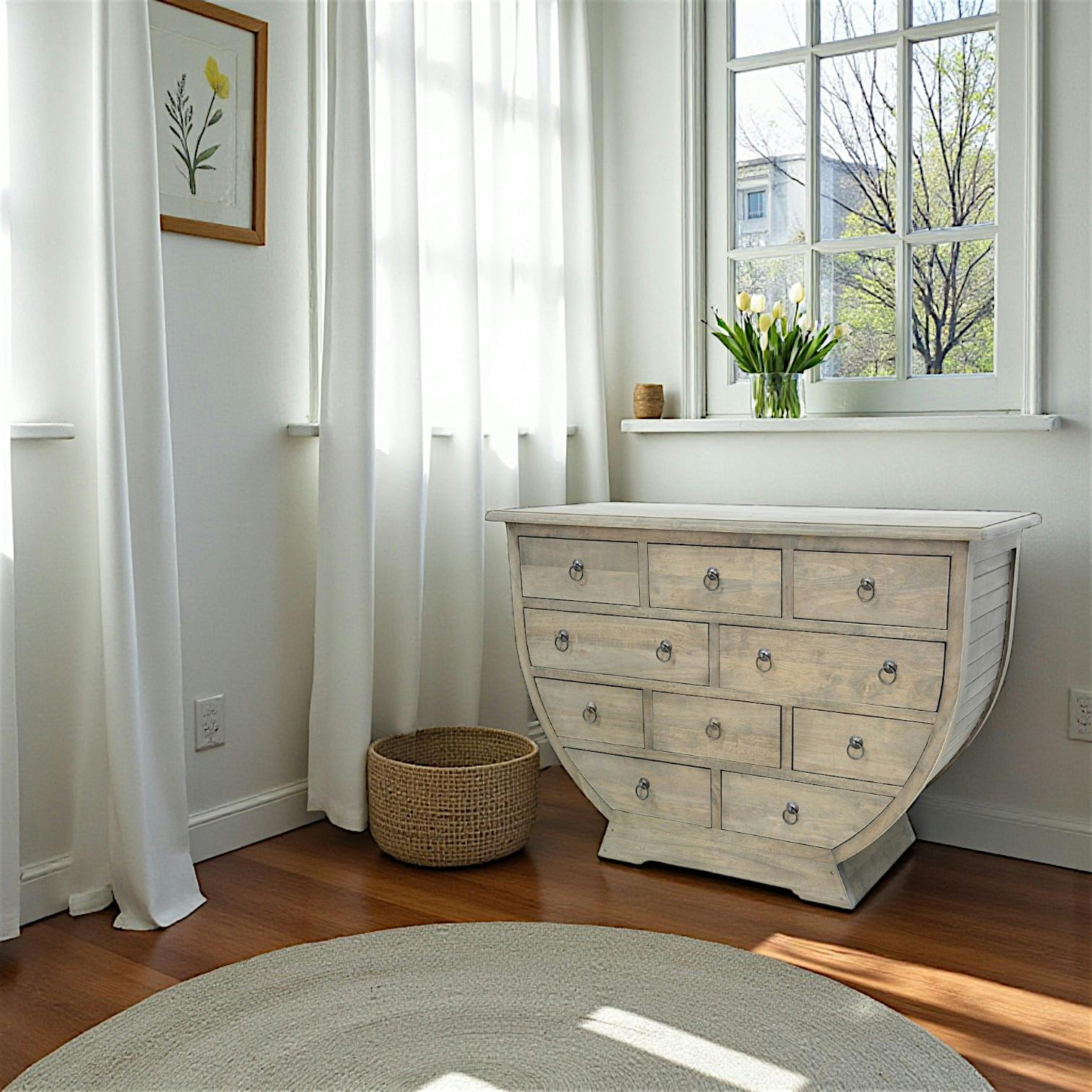 Commode bois massif 10 tiroirs TRADITION