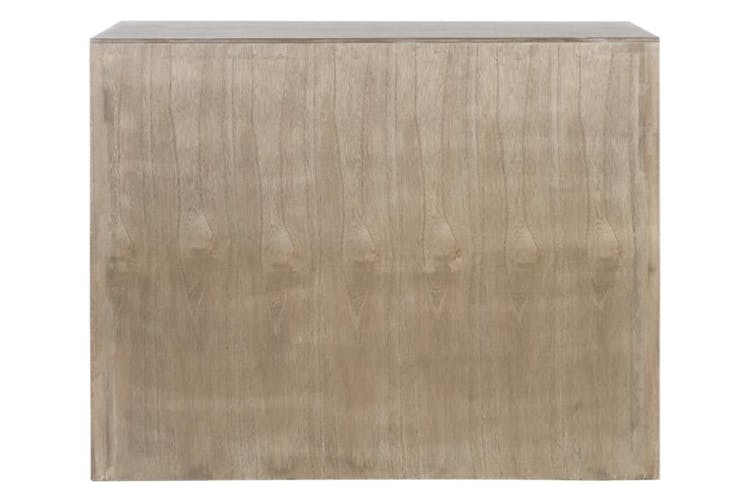 Commode bois naturel patiné grisé blanchi 5 tiroirs L100xP40xH80cm PAOLIA
