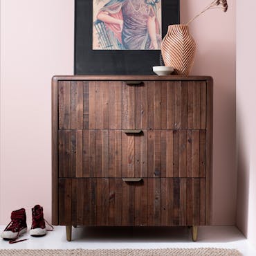 Commode bois recyclé brun 3 tiroirs QUEENSTOWN
