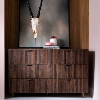 Commode bois recyclé brun 6 tiroirs QUEENSTOWN