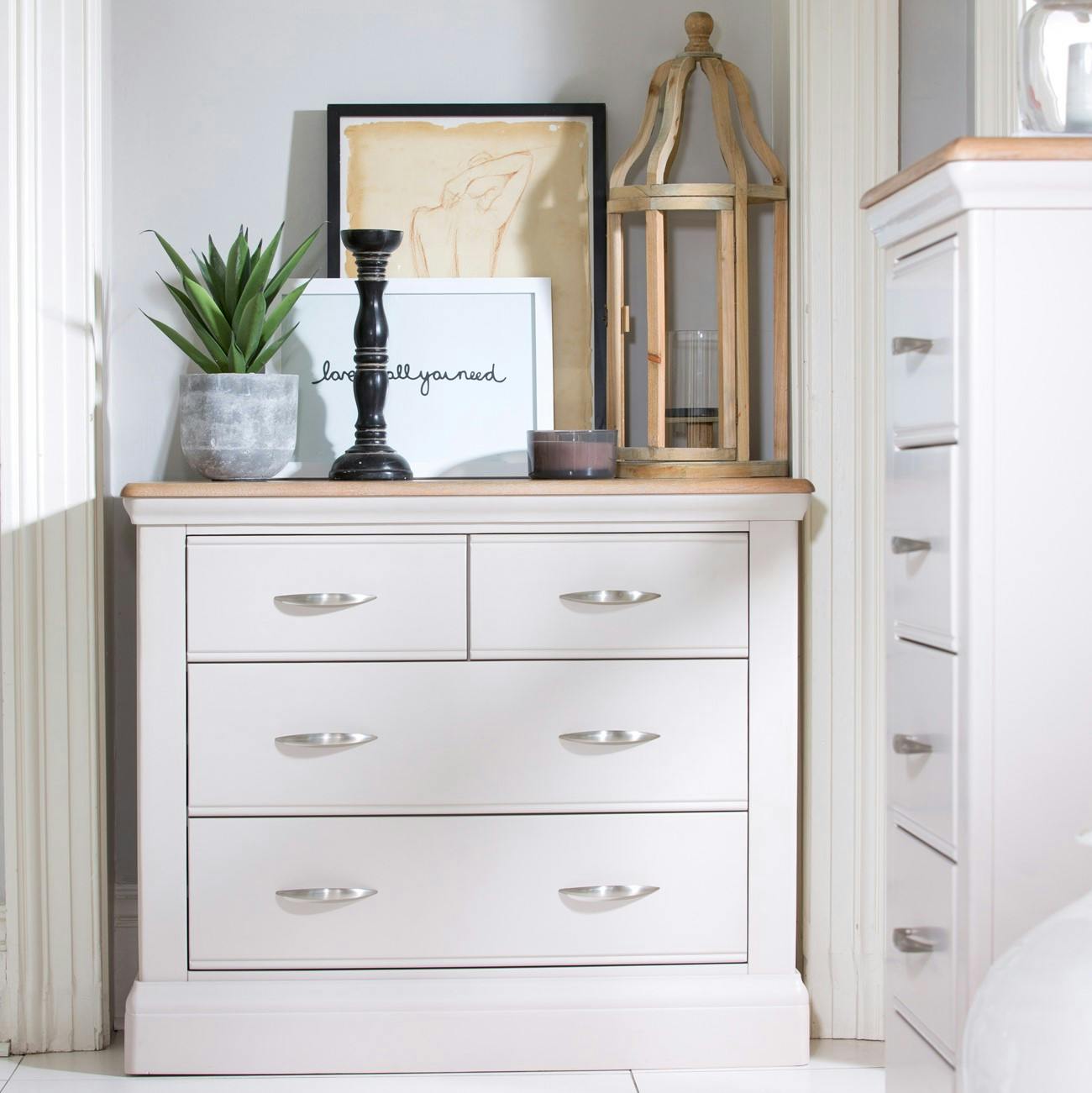 Commode chêne et pin 4 tiroirs PORTLAND