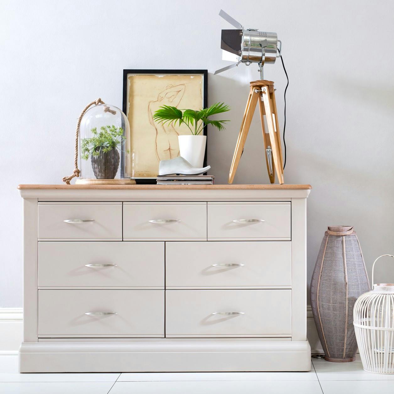 Commode chêne et pin 7 tiroirs PORTLAND
