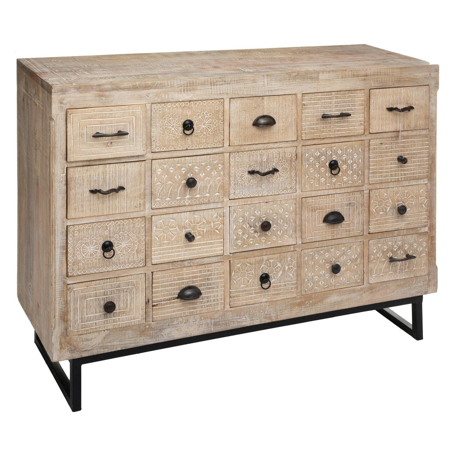 Commode chiffonnier en bois de manguier 20 tiroirs NAGPUR
