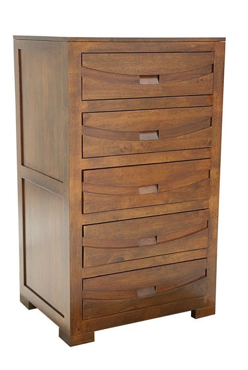 Commode Chiffonnier Hévéa 5 tiroirs 65x50x110cm NIAGARA