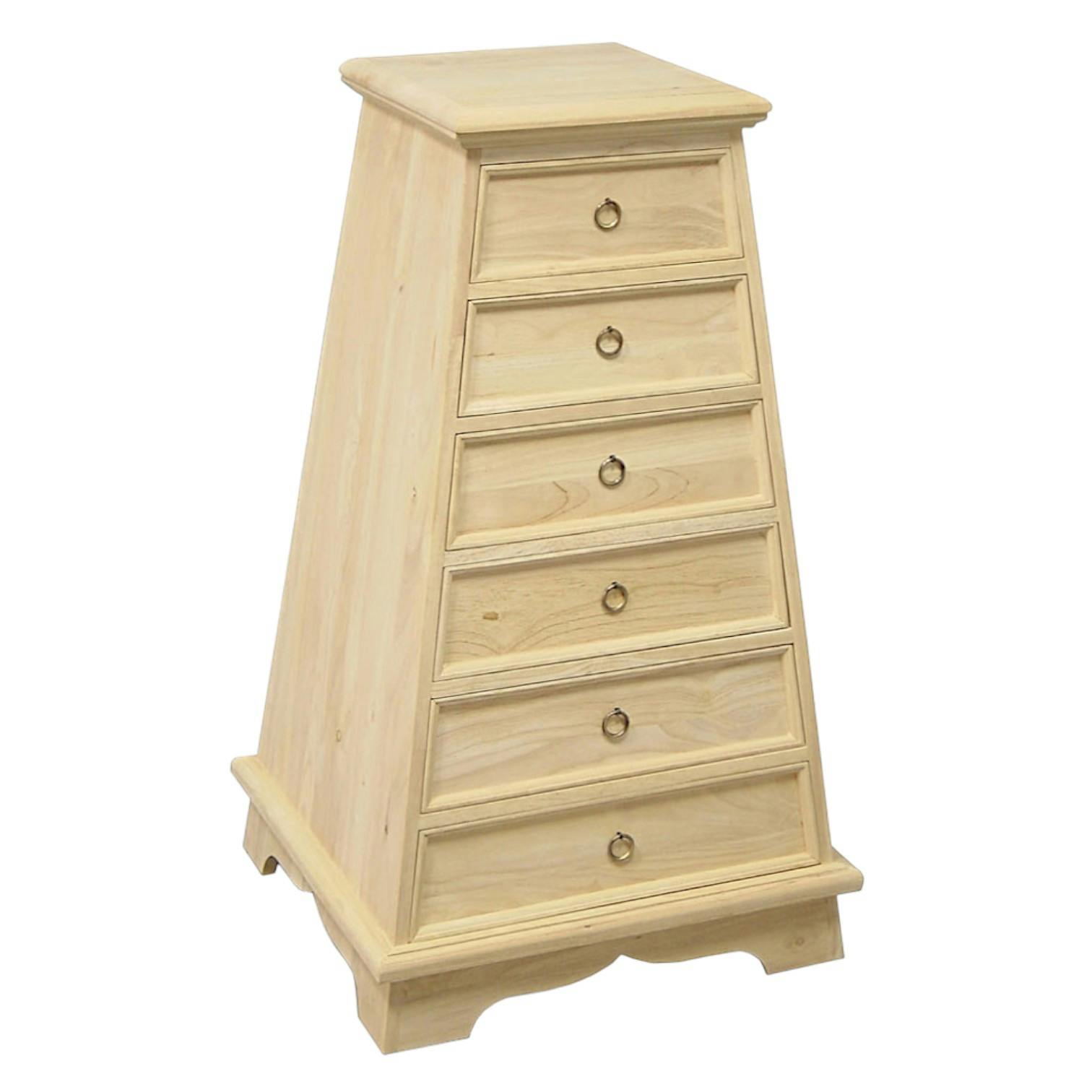 Commode / Chiffonnier Pyramide Hévéa 6 tiroirs 55x50x100cm MAORI