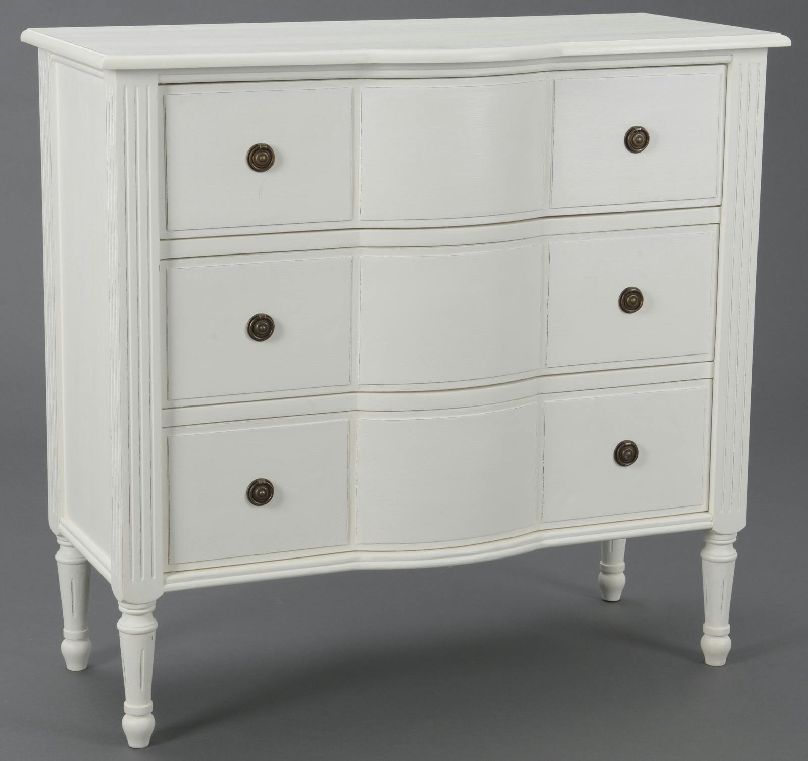 Commode Classique Chic 3 tiroirs AGATHE L 90 X P 40 X H 85 Blanc Antique AMADEUS