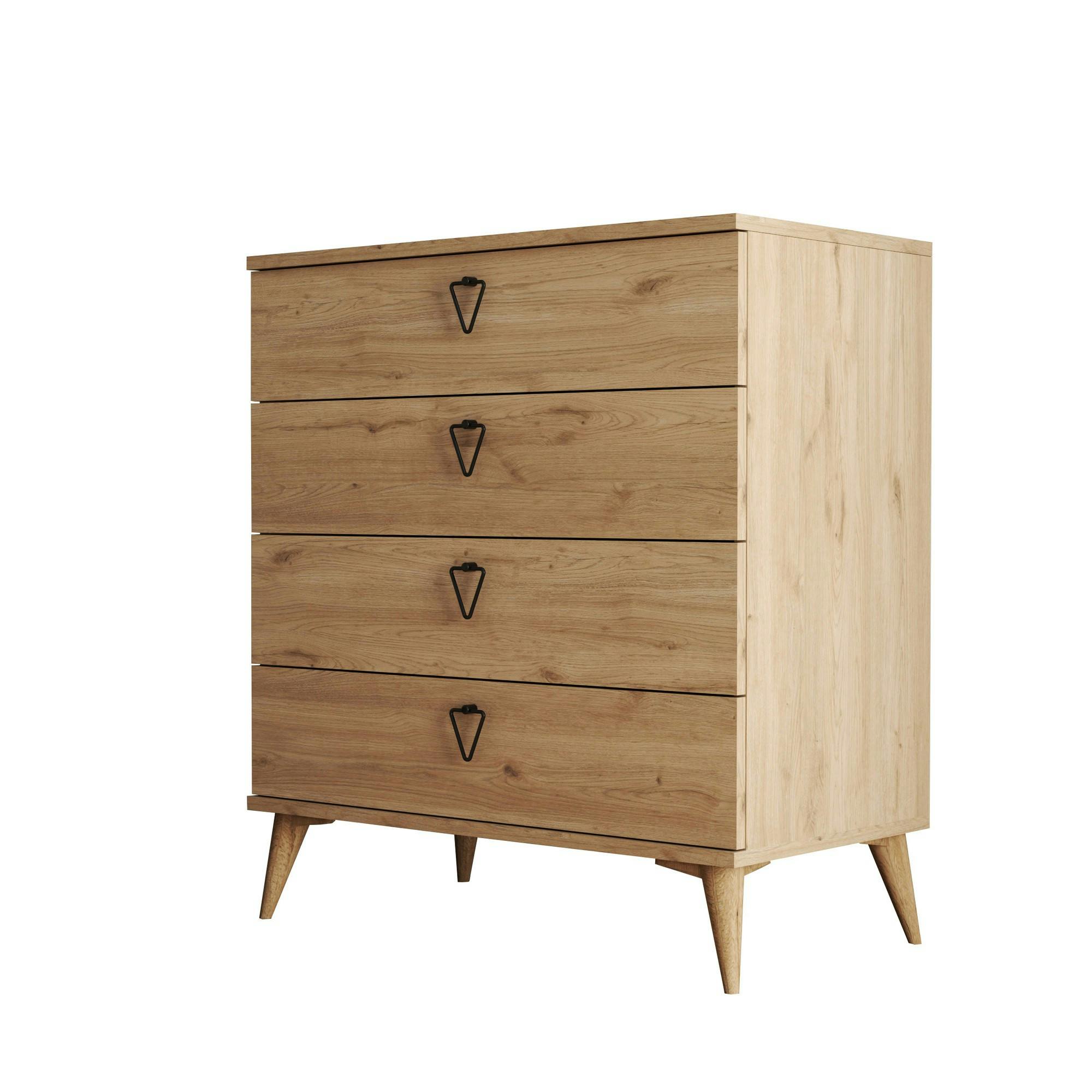 Commode de chambre 4 tiroirs effet bois clair MARFA | Commodes | Pier ...