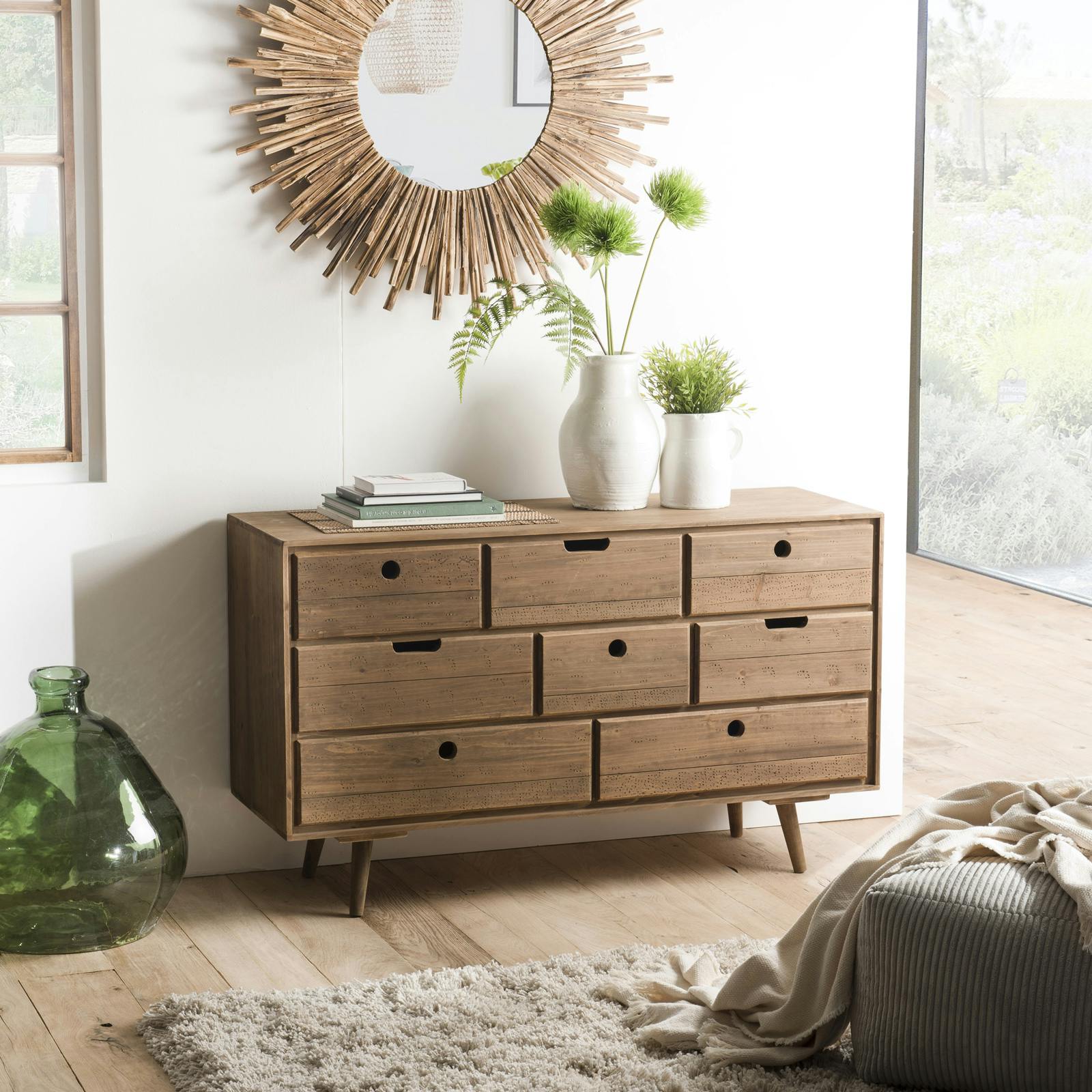 Commode de chambre en bois de sapin 8 tiroirs LIMA | Commodes | Pier Import