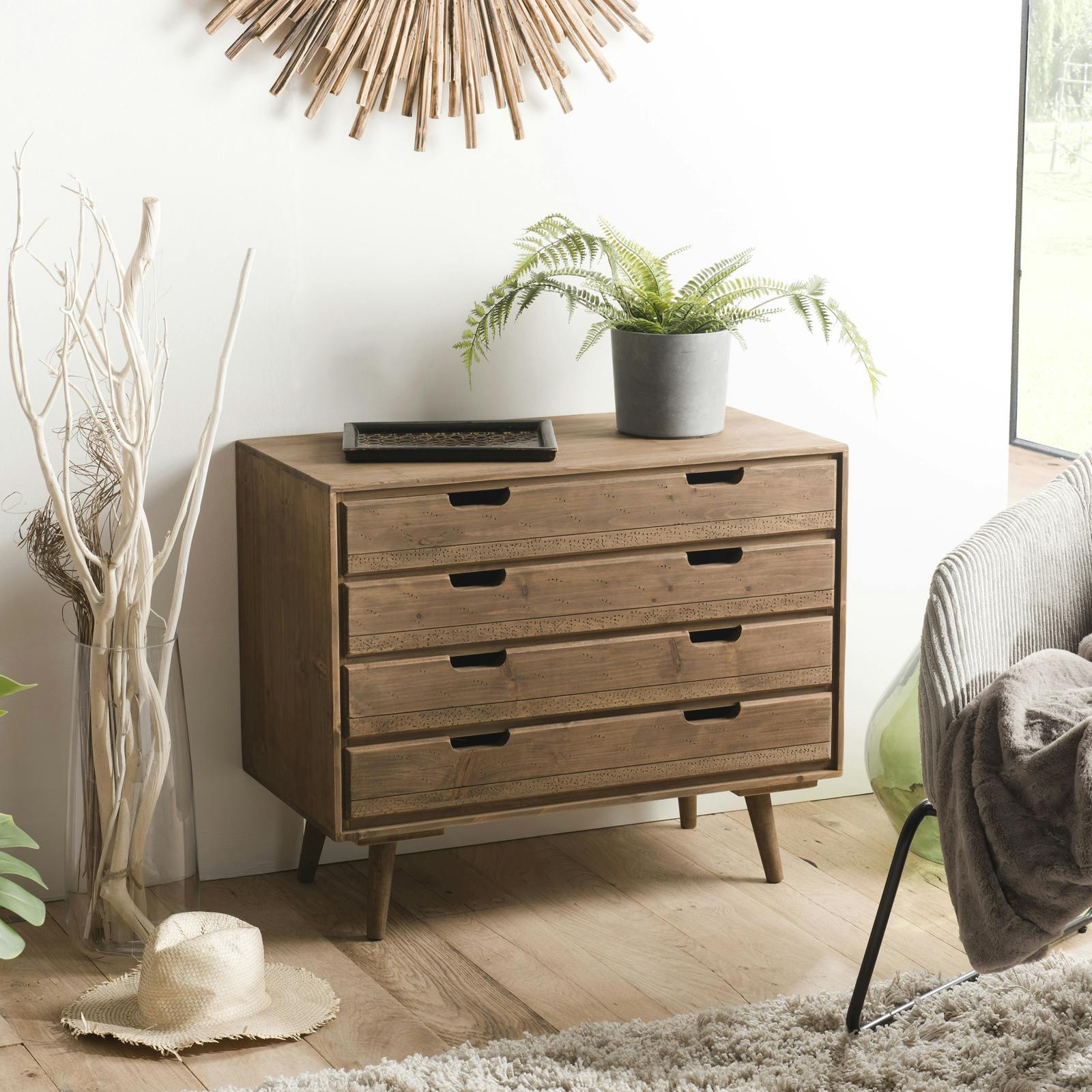 Commode de chambre en bois de sapin LIMA