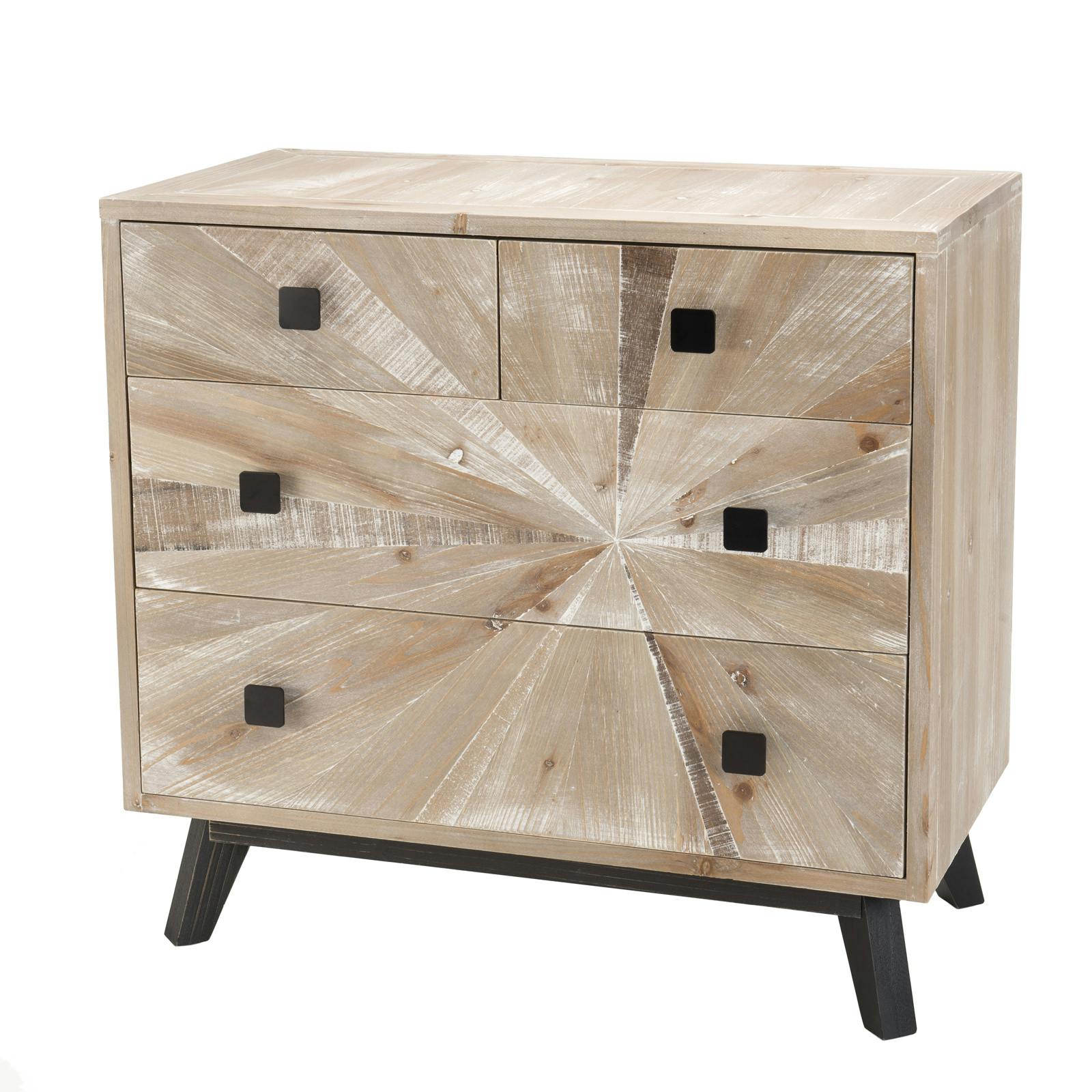 Commode de salon en bois blanchi PHOENIX