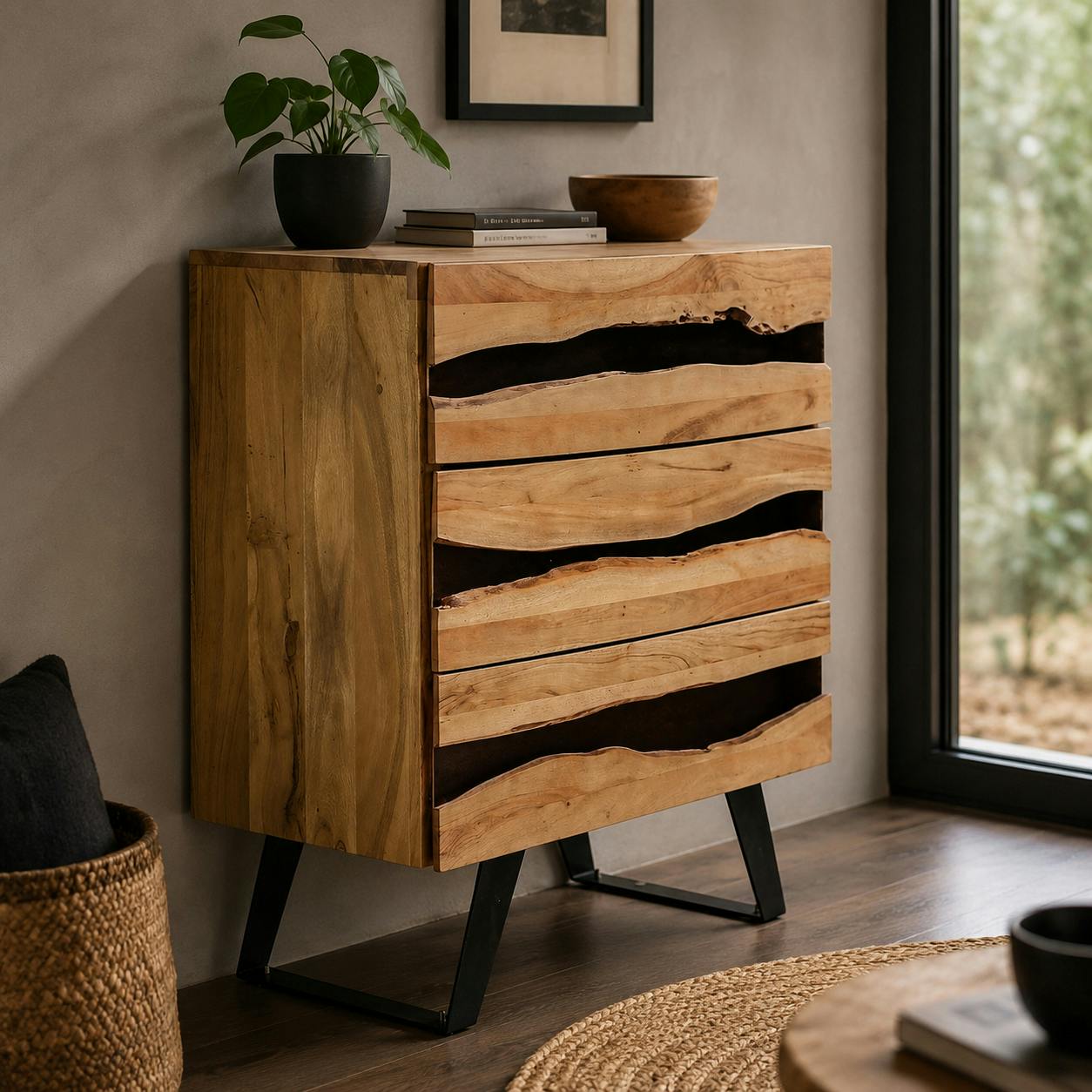Commode en bois d'acacia 3 tiroirs CANYON