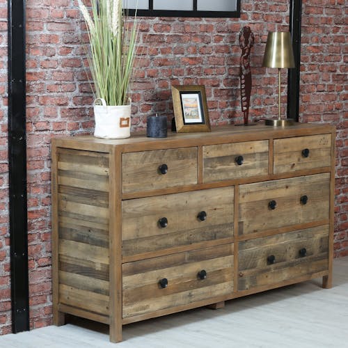 Commode en bois recyclé 7 tiroirs BRISBANE Commodes Pier Import