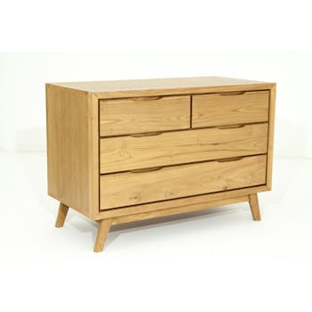 Commode en Teck massif naturel 4 tiroirs 100x48x70cm FIFTEES