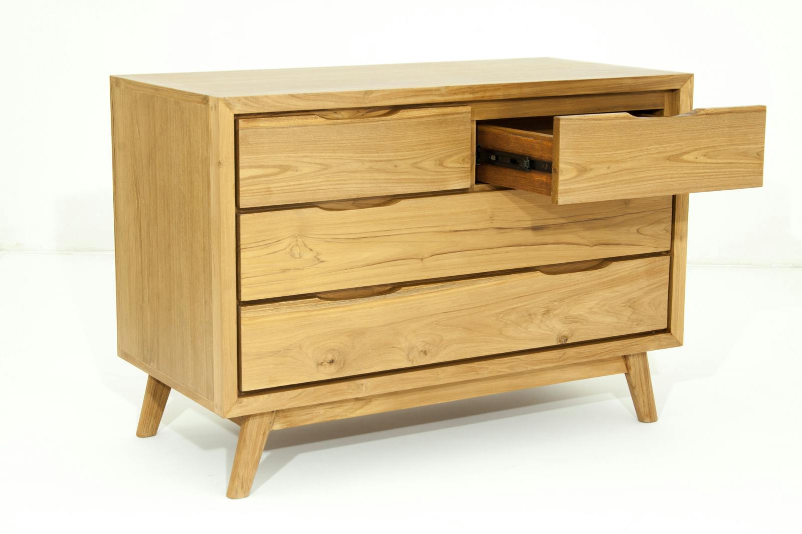 Commode en Teck massif naturel 4 tiroirs 100x48x70cm FIFTEES