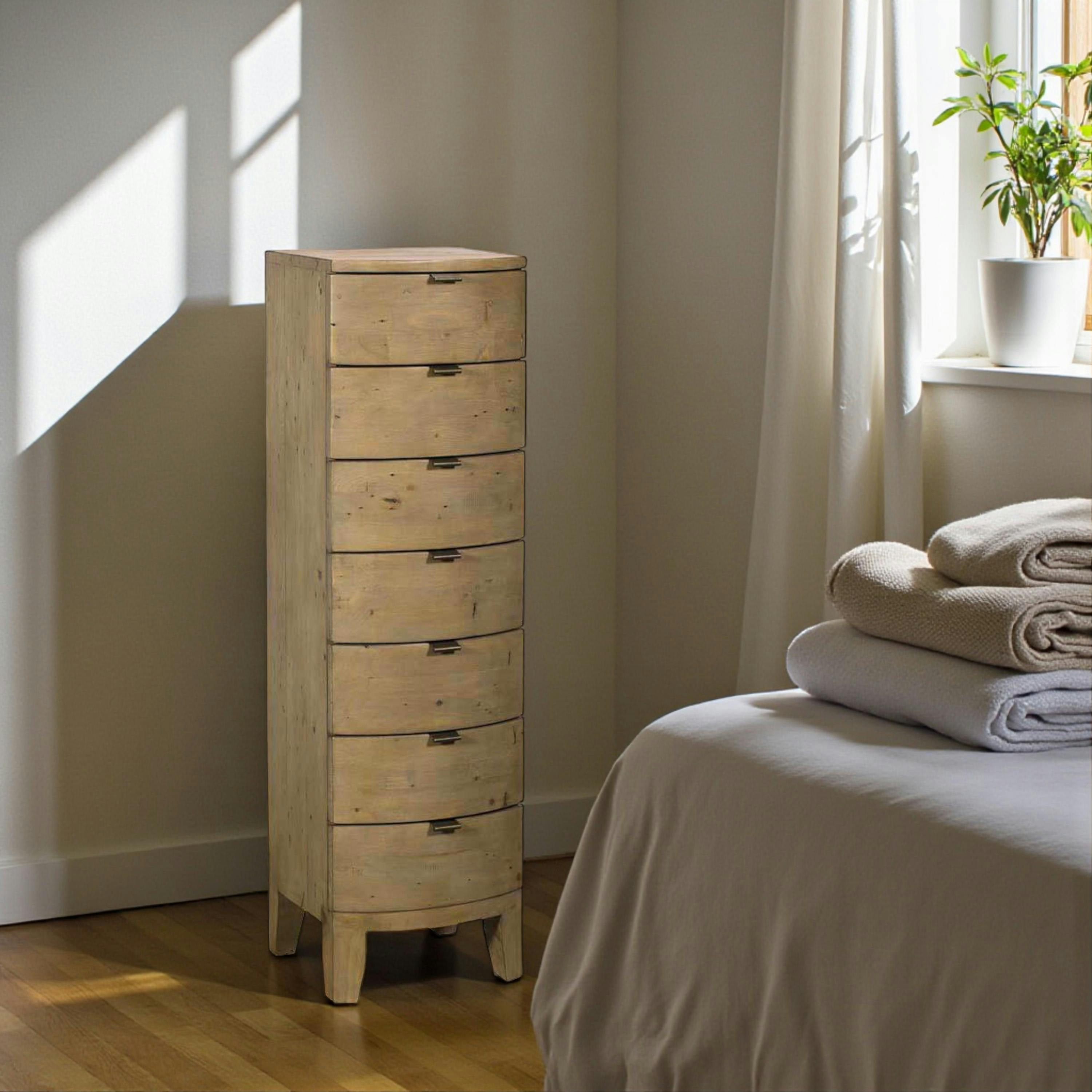 Commode étroite 7 tiroirs bois recyclé BELFAST