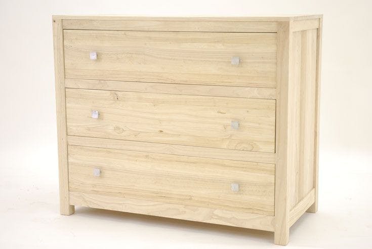 Commode exotique bois massif hévéa 3 tiroirs GALA