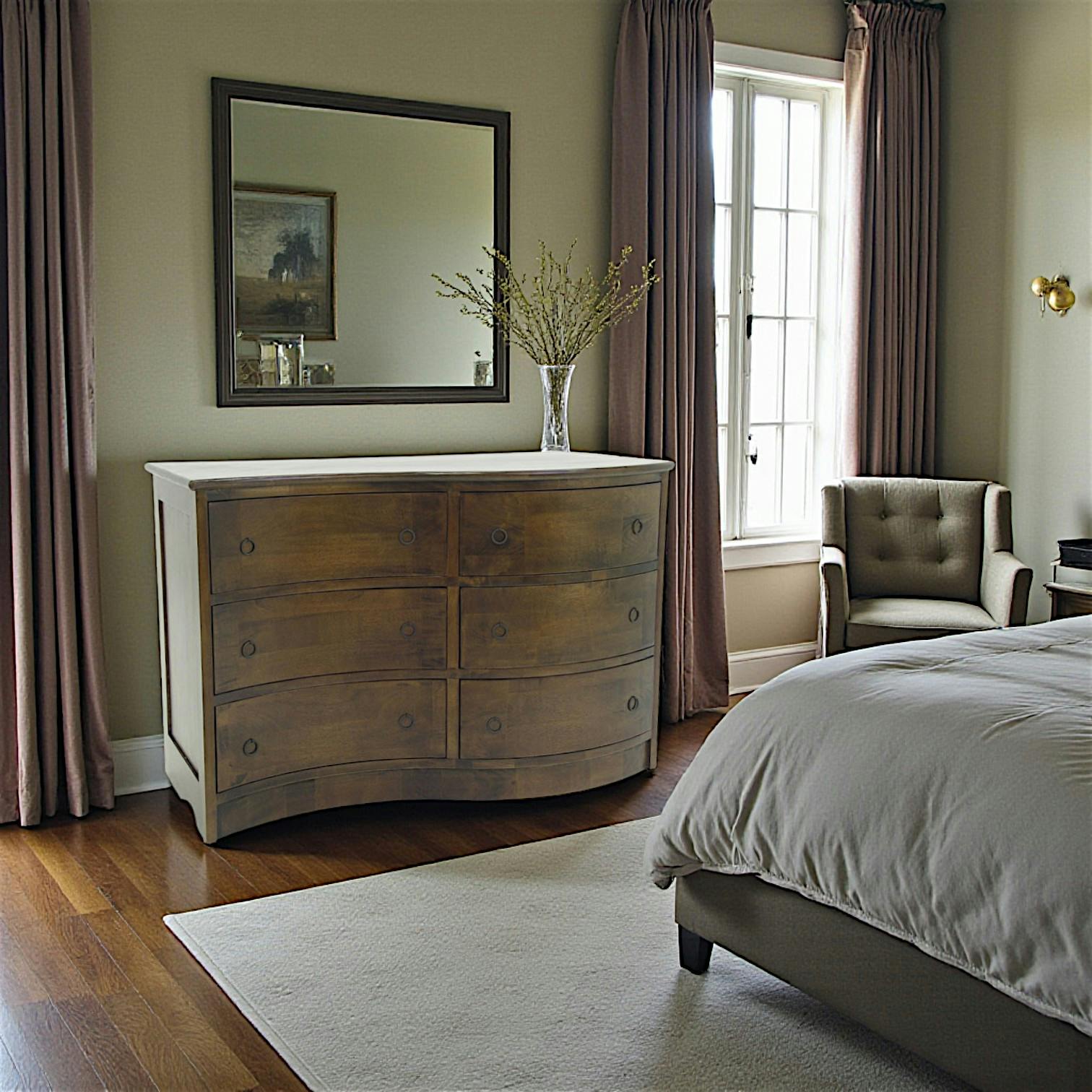 Commode exotique vague hévéa 6 tiroirs 110cm TRADITION