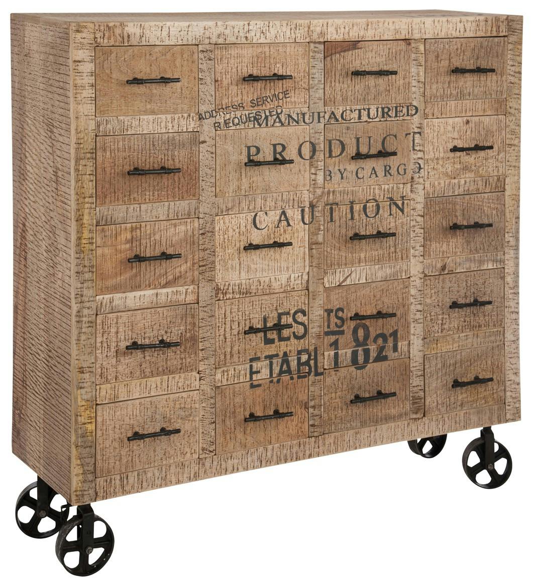 Commode grainetier 20 tiroirs bois manguier naturel L120cm FOREST
