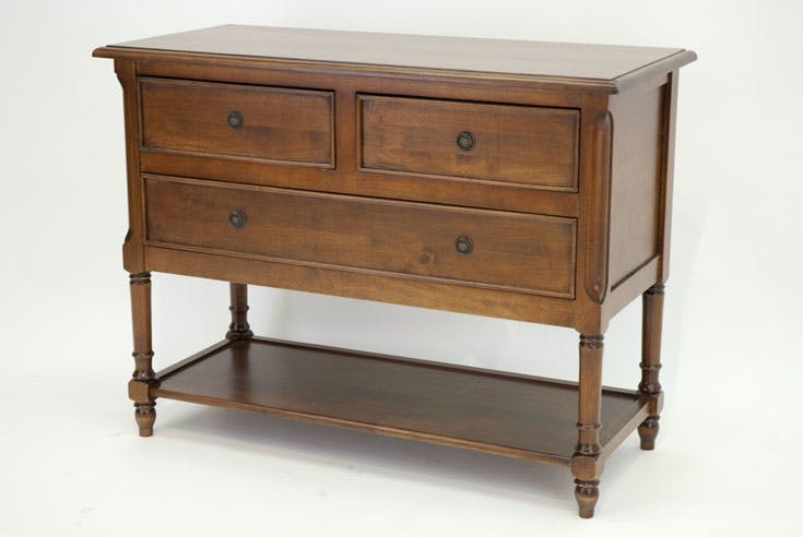 Commode Hévéa 3 tiroirs, 1 plateau bas 100x45x76cm TRADITION