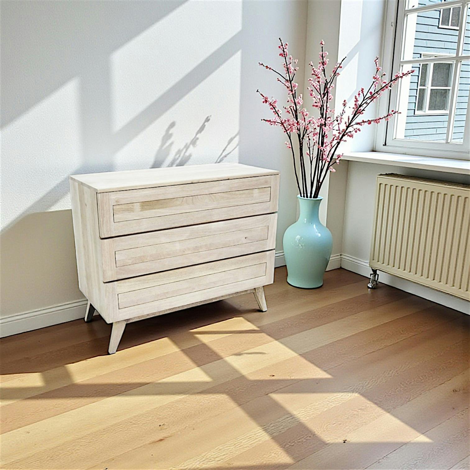 Commode Hévéa 3 tiroirs 100x48x80cm SIXTIES