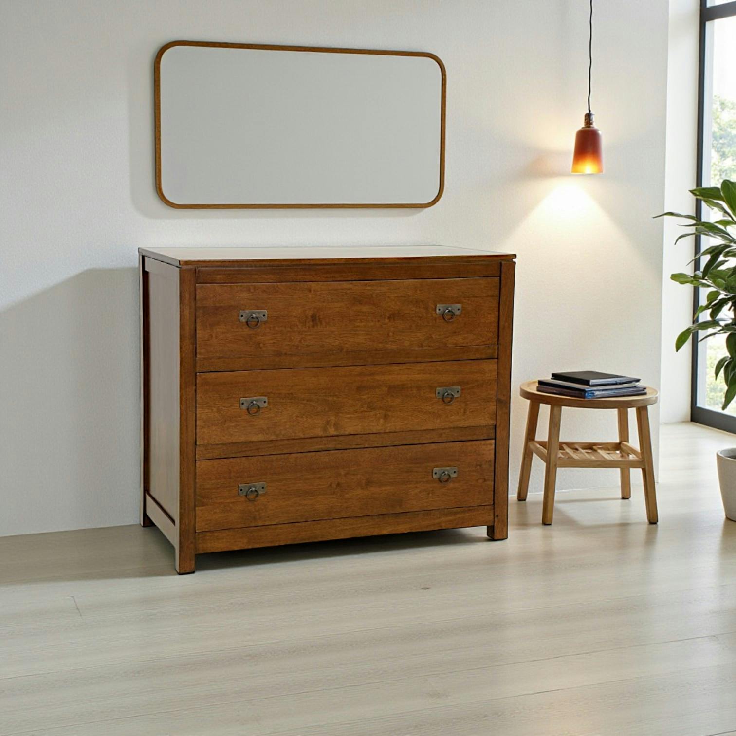 Commode Hévéa 3 tiroirs 100x50x84,6cm HELENA