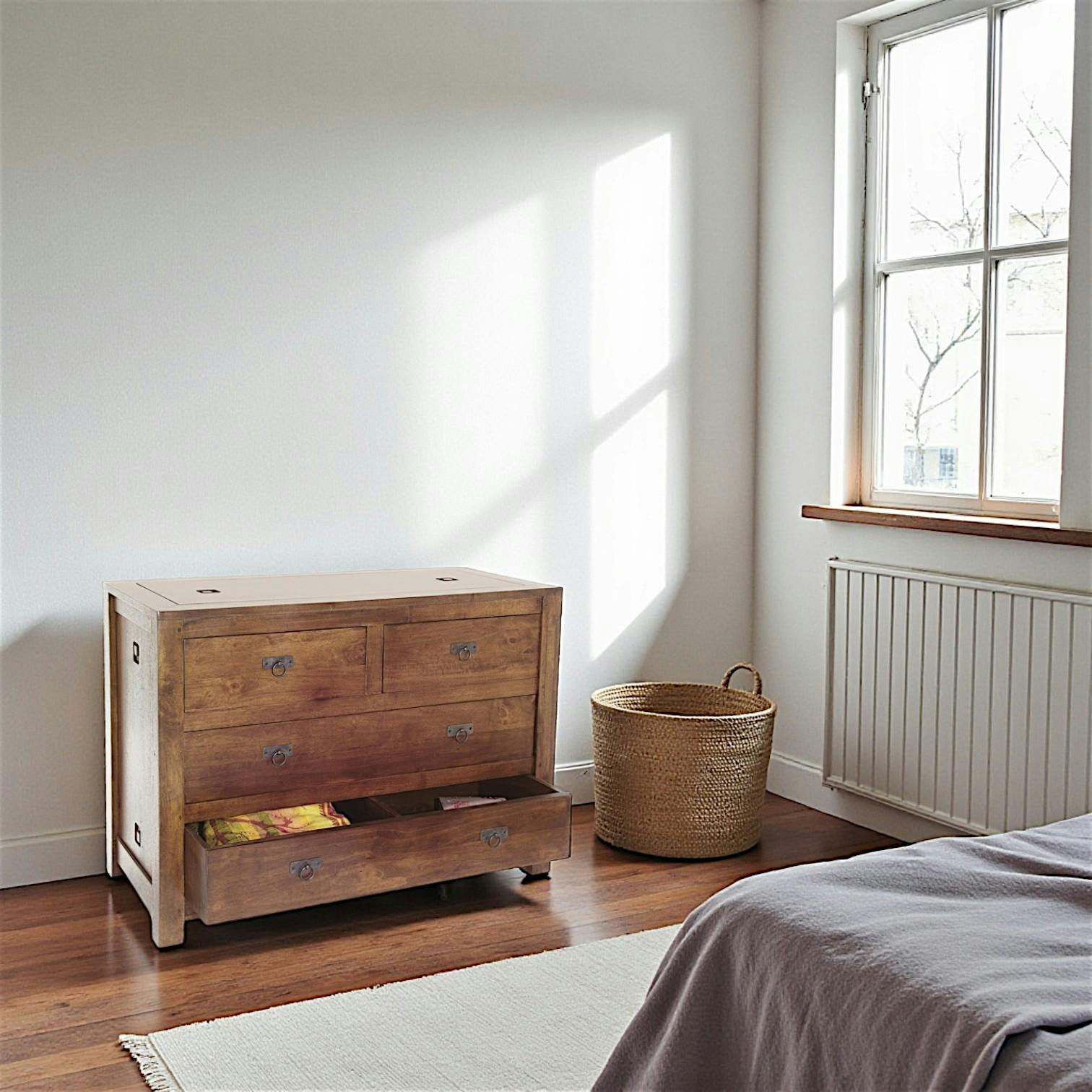 Commode Hévéa 4 tiroirs 110x50x80cm TESSA