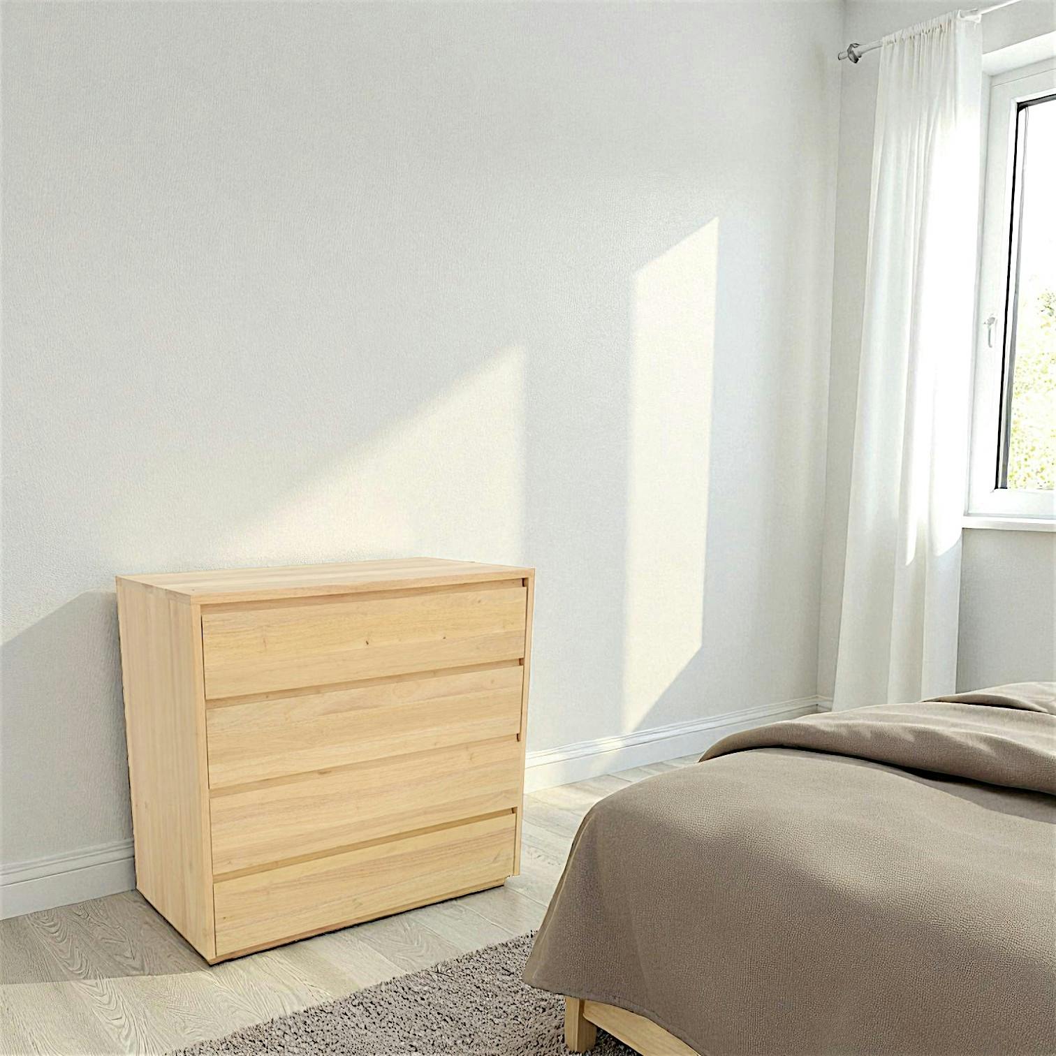 Commode Hévéa 4 tiroirs 90x45x86cm BALTIC