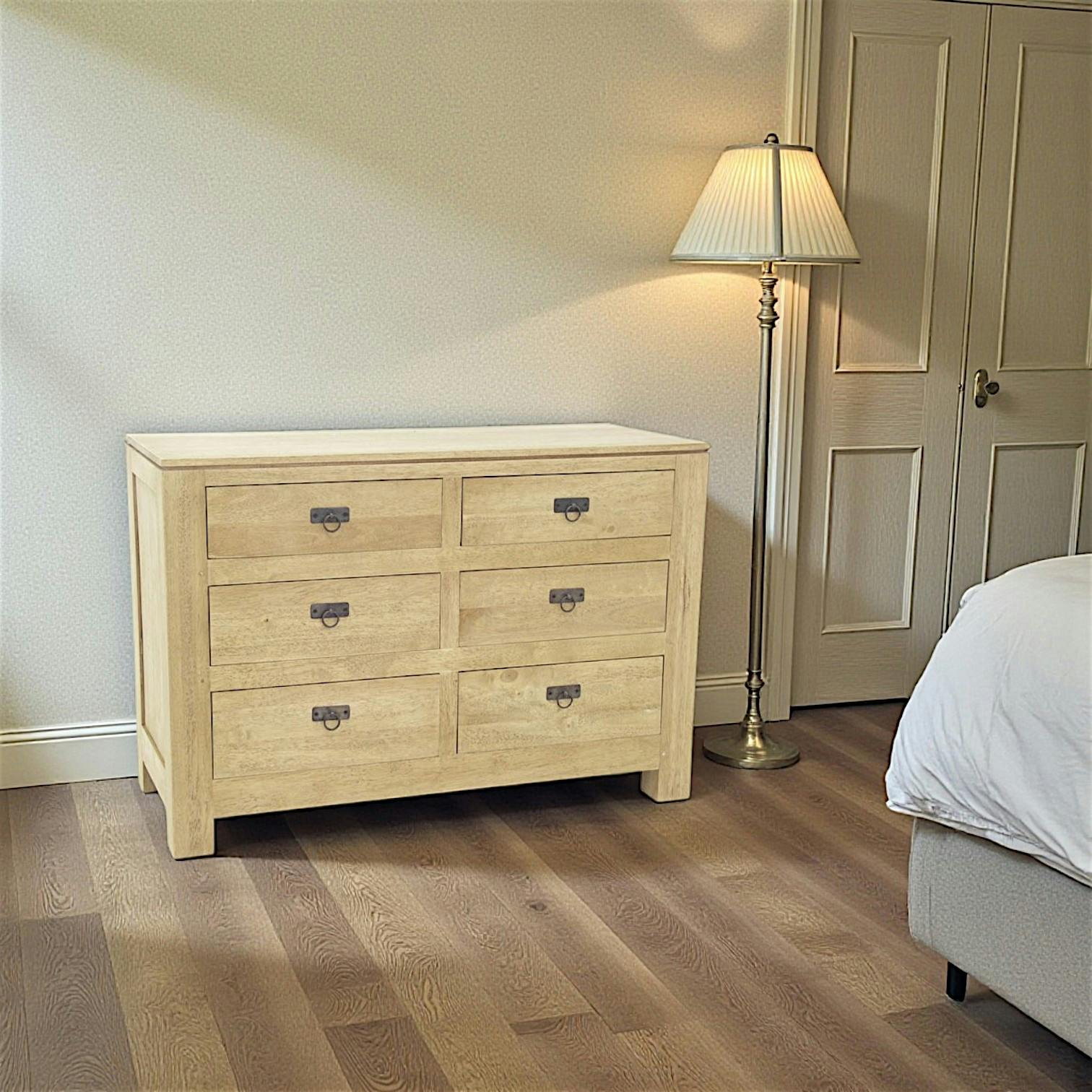 Commode Hévéa 6 tiroirs 115x48x80cm HELENA