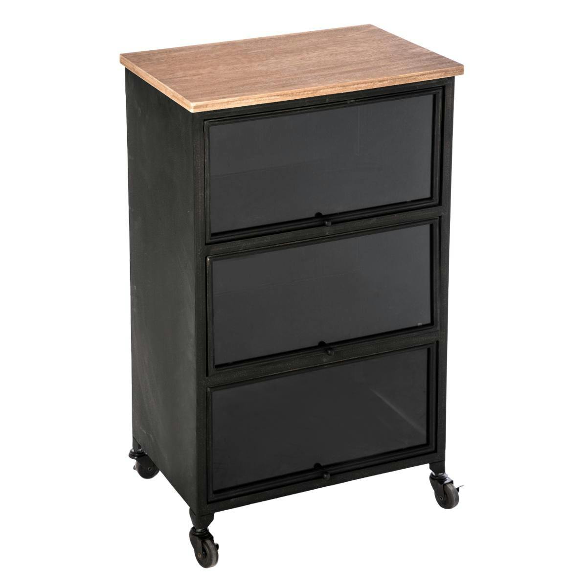 Commode métal noir 3 tiroirs