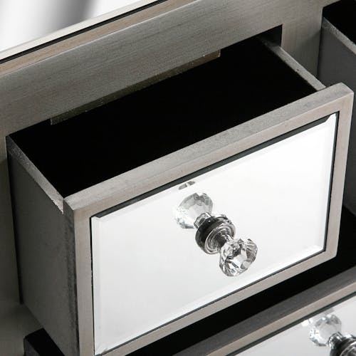 Commode Miroir 9 tiroirs en bois gris et miroirs 62x26x69cm ART DECO
