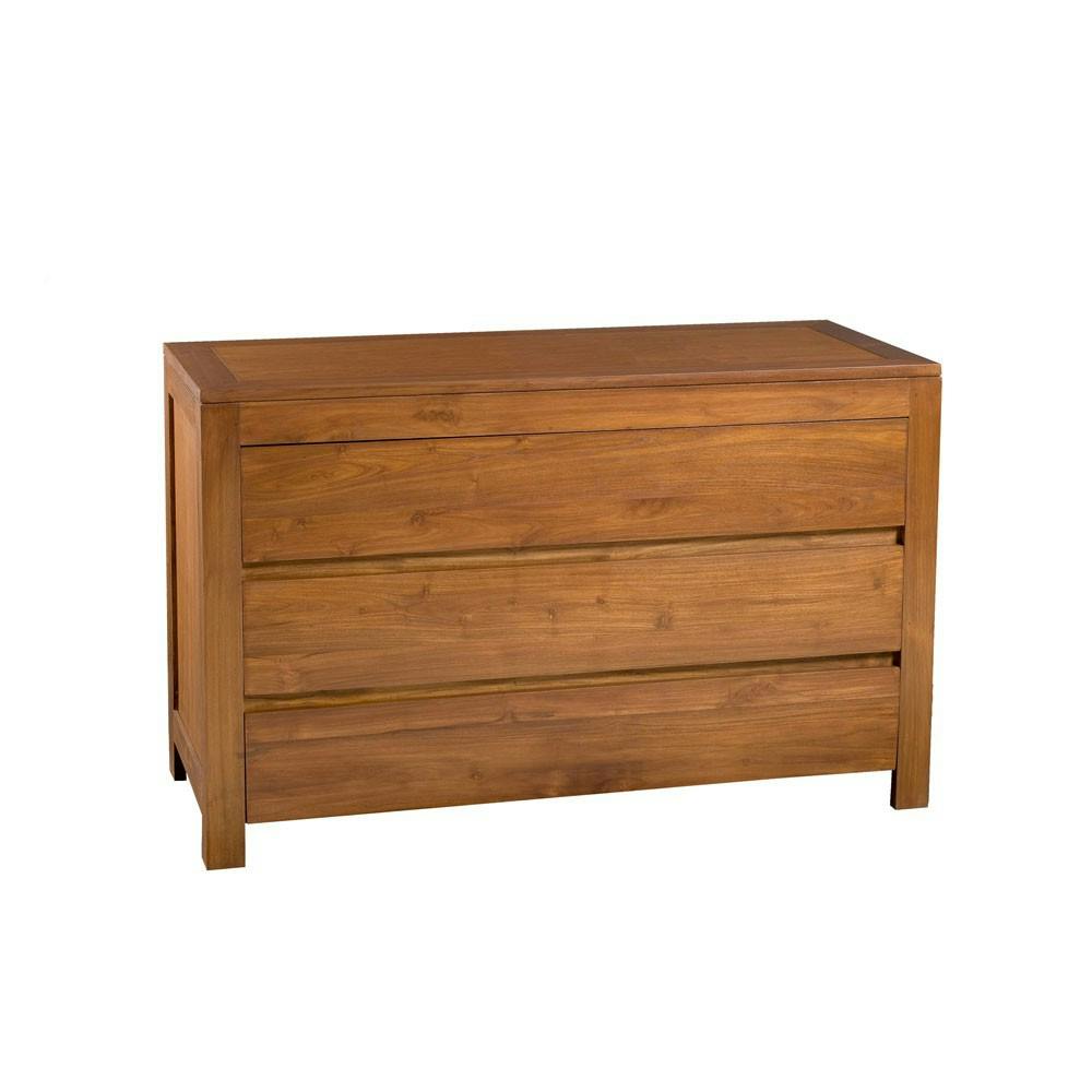 Commode moderne 3 tiroirs teck miel BISHO