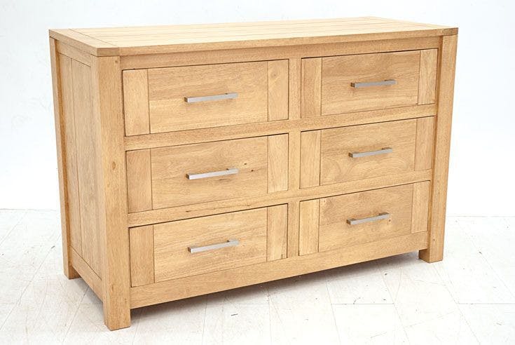 Commode moderne 6 tiroirs bois massif hévéa ATTAN