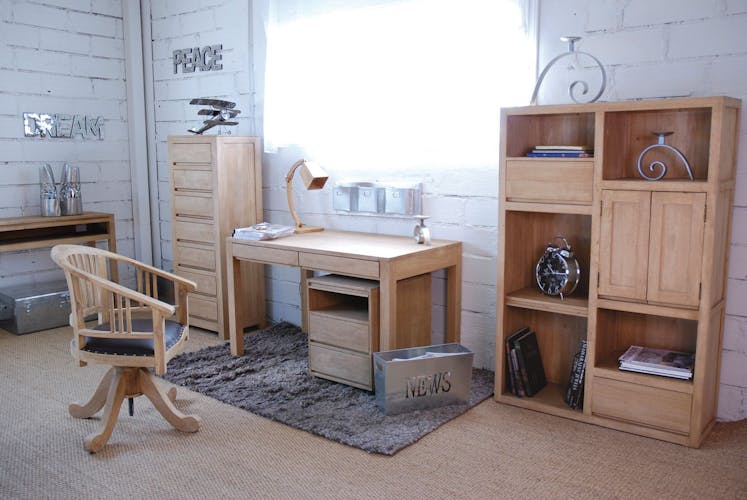 Commode moderne hévéa 4 tiroirs 130cm OLGA