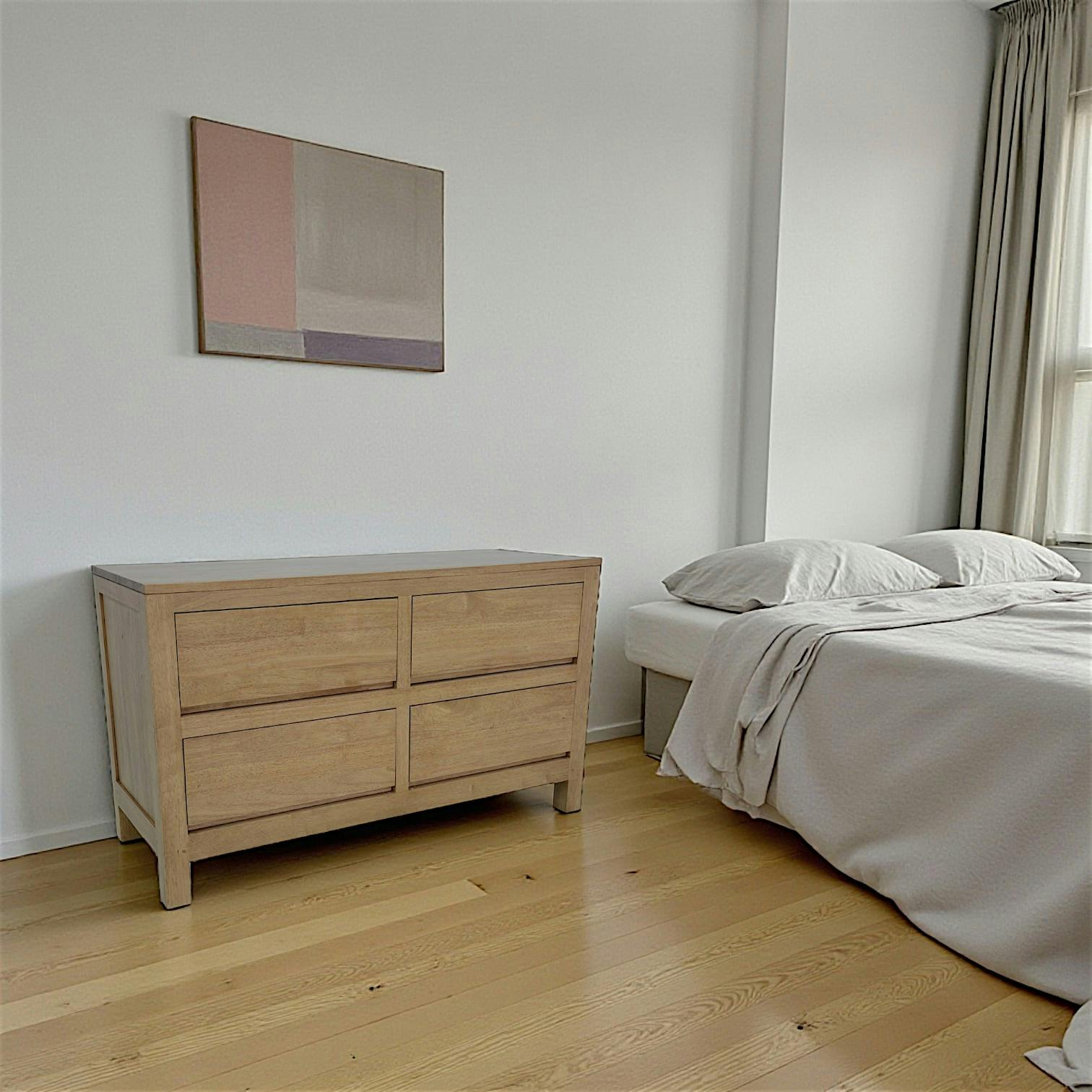 Commode moderne hévéa 4 tiroirs 130cm OLGA