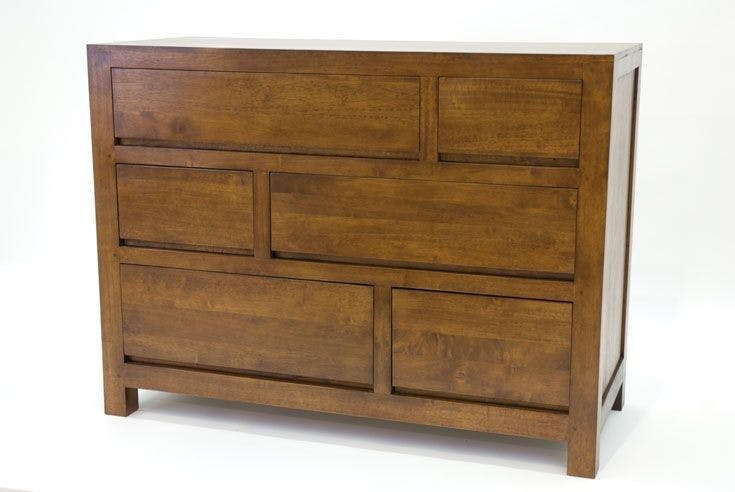 Commode moderne hévéa 6 tiroirs 120cm OLGA