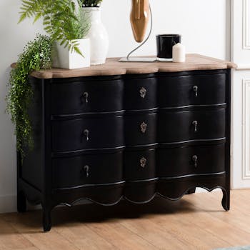 Commode noire romantique 3 tiroirs SALZBOURG