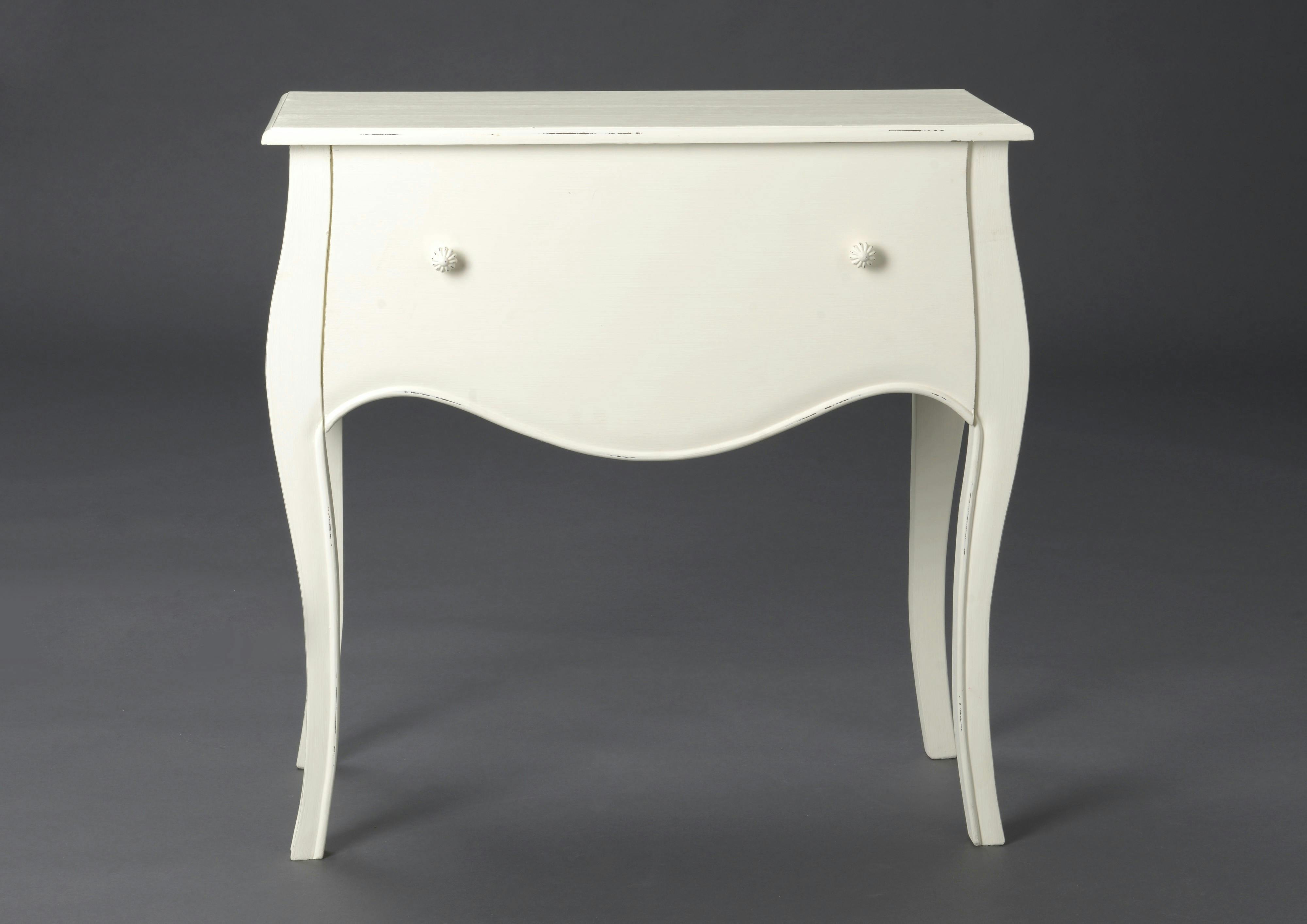 Commode romantique en bois patiné crème 1 tiroir MERVEILLE L75XP35XH75cm AMADEUS