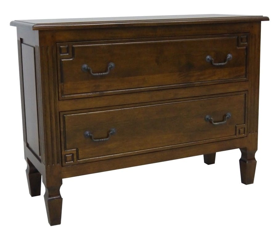 Commode sculté 2 tiroirs hévéa 100x40x75cm TRADITION