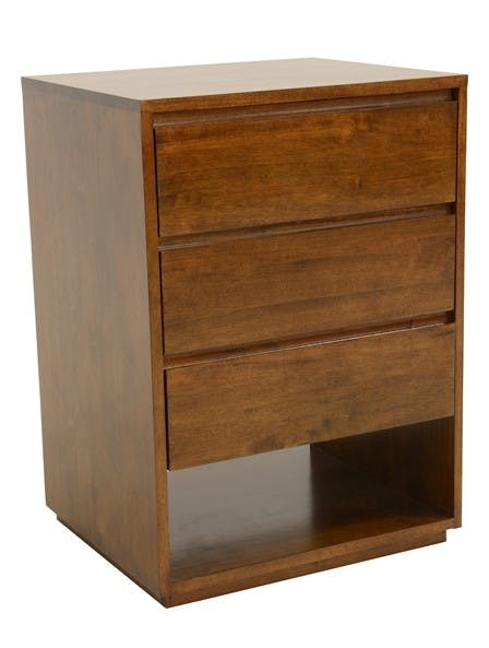 Commode / Table de Chevet Hévéa 3 tiroirs, 1 niche basse 60x50x86cm BALTIC