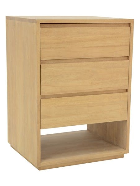 Commode / Table de Chevet Hévéa 3 tiroirs, 1 niche basse 60x50x86cm BALTIC