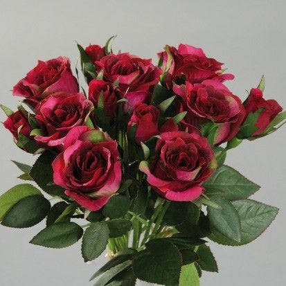 Composition florale bouquet de 7 roses fuchsias