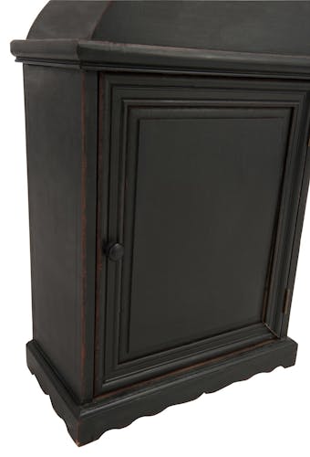 Comtoise Armoire de 1m99 Style Vintage avec 3 étagères et porte avec rangements en bois et verre Larg 48,5xP25cm - Coloris Noir