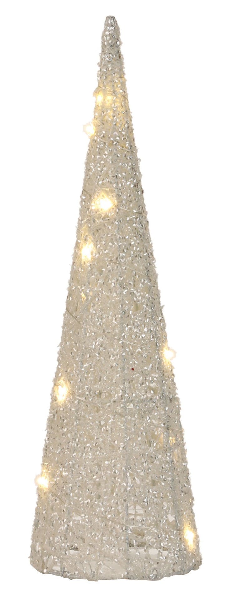 Cône blanc lumineux H 40 cm