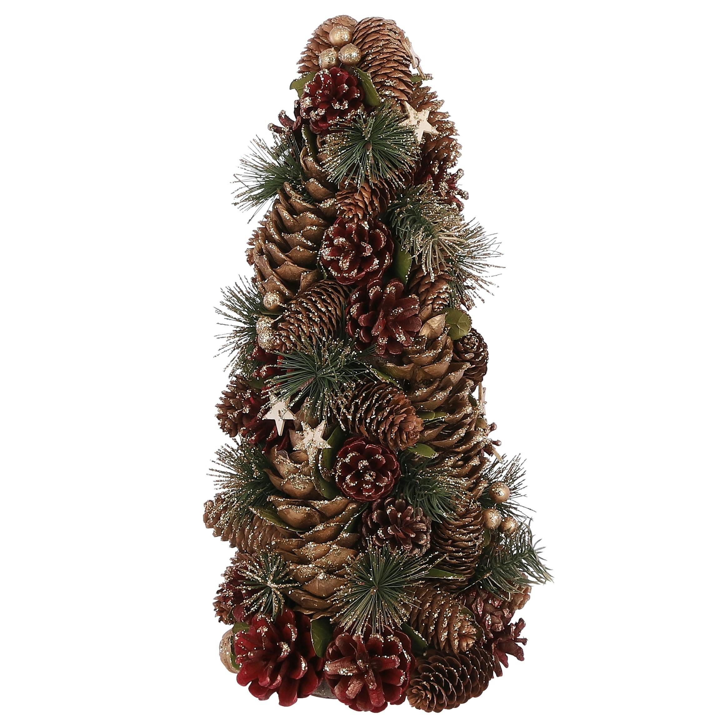 Centre de table de Noël avec pommes de pin pailletées